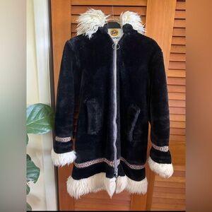 Women’s Vintage Nordic Black Faux Fur Coat